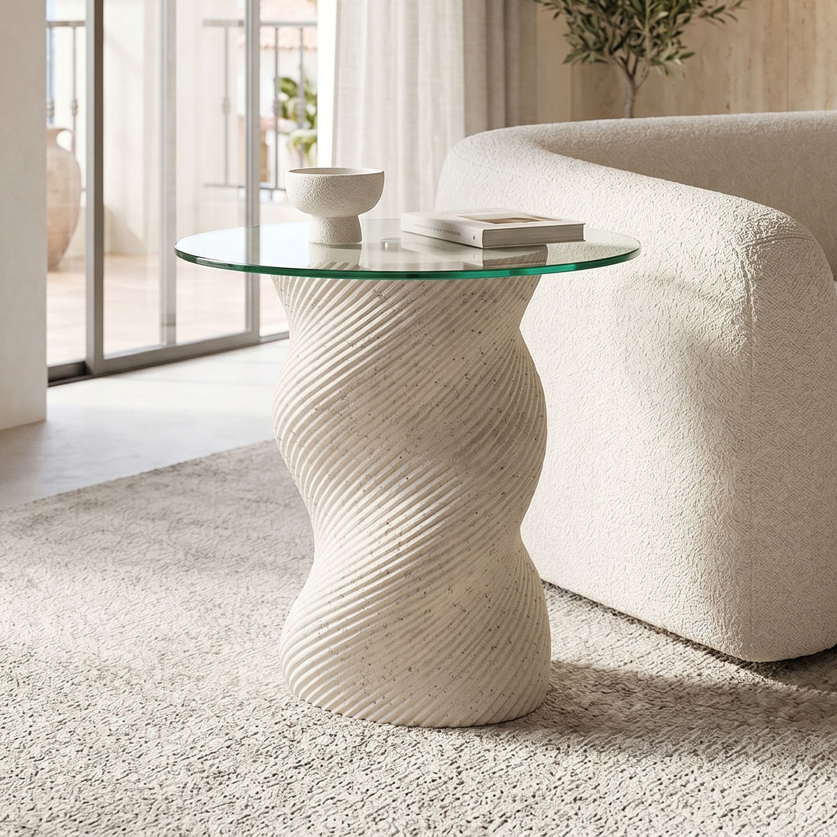 414-000022 Coffee table Klida travertine look MGO D40x63cm - Image 1