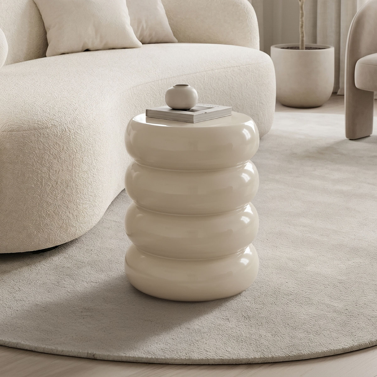 414-000027 Side table Venezia white MGO D35x46cm - Слика 1