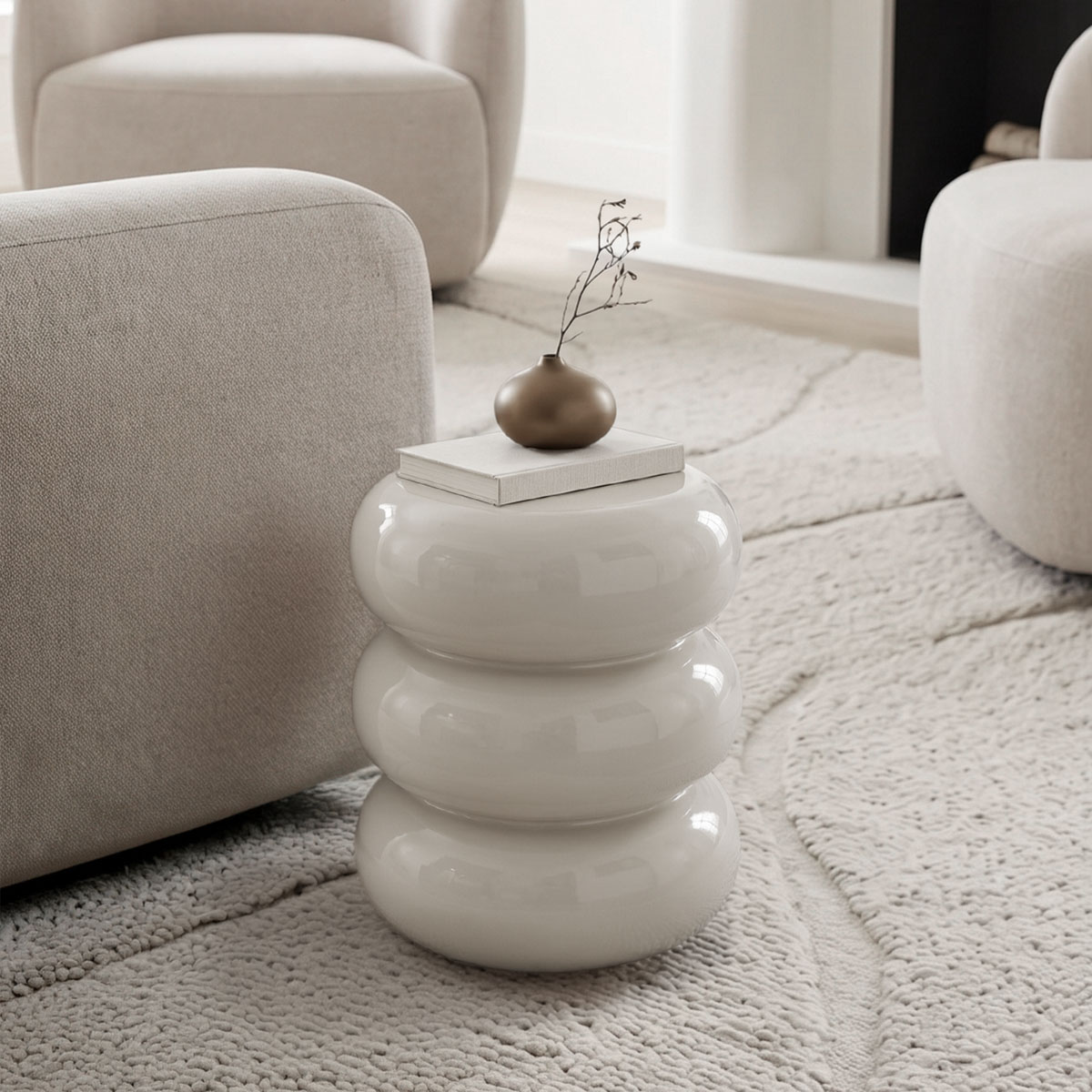 414-000029 Side table Zoubi white MGO D35x43cm - Слика 1