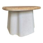 Coffee table Loberta fir wood-mdf in natural-white color D60x43cm - Image 2