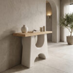 Console table Marila fir wood-mdf in natural-white color 100x38x80cm