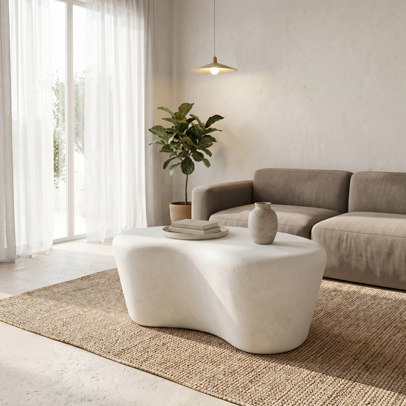 415-000005 Coffee table Fedris mdf white 80x70x34cm - Слика 1