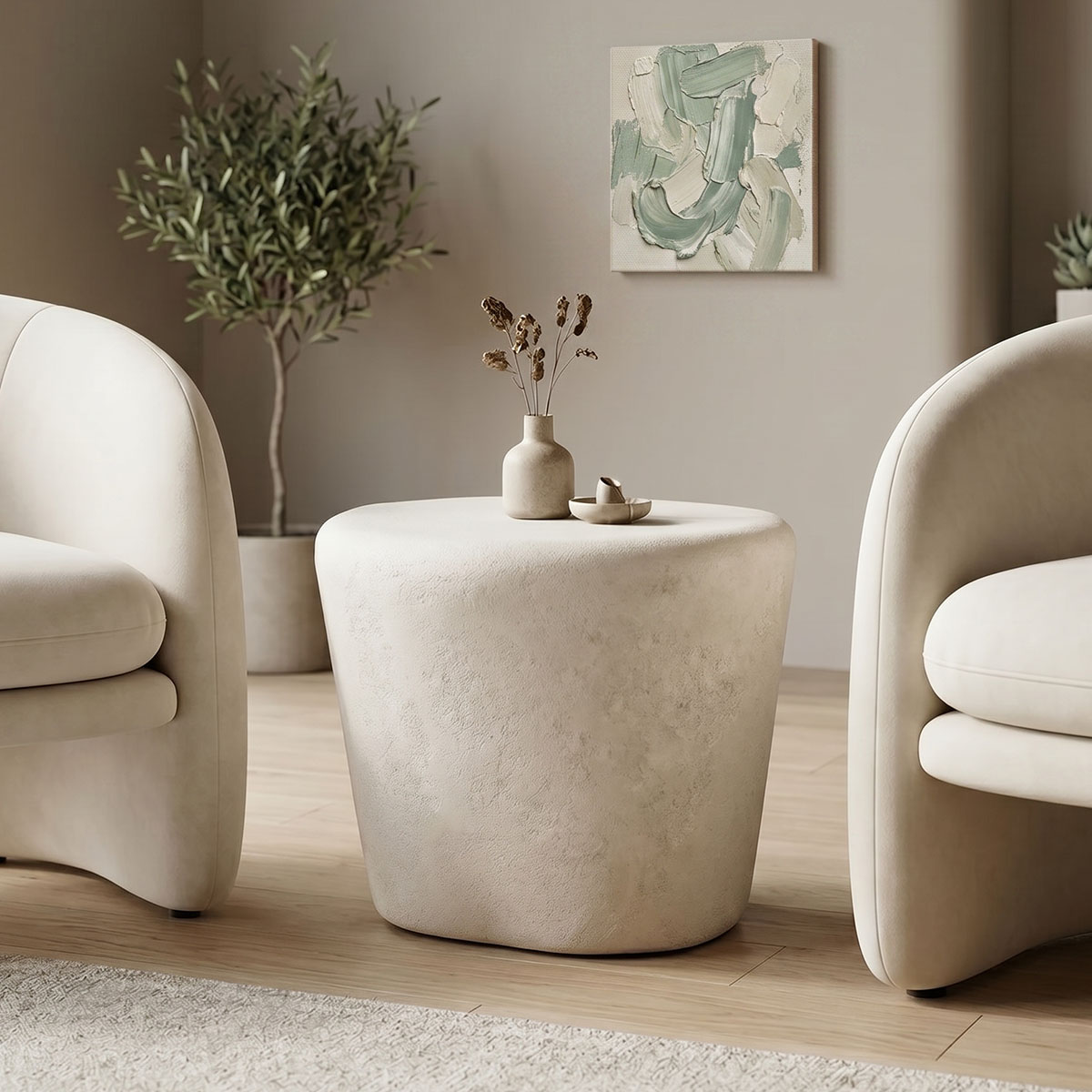 415-000006 Coffee table Fedris mdf white D60x45cm - Слика 1