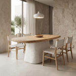 Dining table Herona fir-mdf white-natural color 180x90x78cm