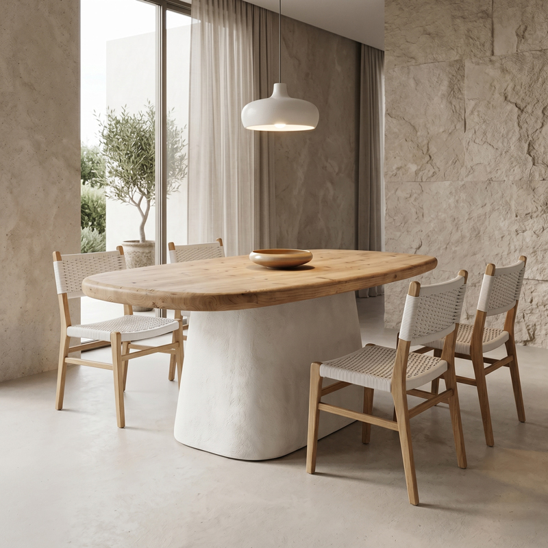 415-000010 Dining table Herona fir-mdf white-natural color 180x90x78cm - Image 1