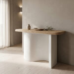 Console table Jeckie fir-mdf white-natural color 120x38x80cm