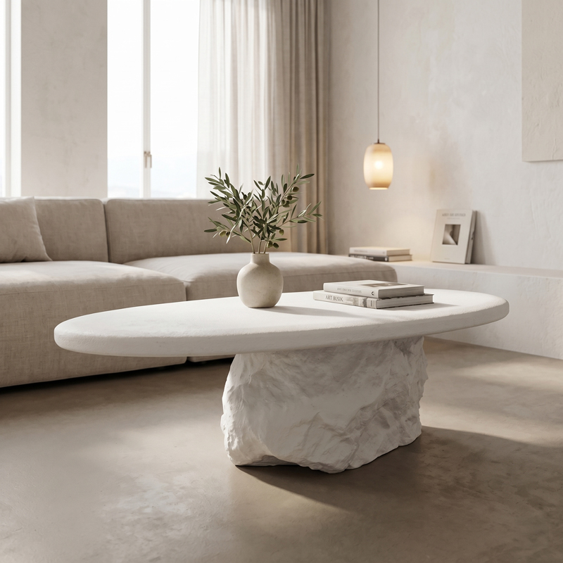 415-000015 Coffee table Zinol mdf-polyresin white 105x62x32cm - Слика 1