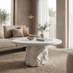 Coffee table Zinol mdf-polyresin white D80x36cm