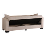 3-seater sofabed Vox with storage space cream fabric 210x84x83cm - Слика 3