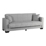 3-seater sofabed Vox with storage space light grey fabric 210x84x83cm - Слика 2