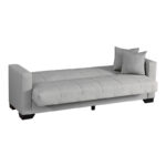 3-seater sofabed Vox with storage space light grey fabric 210x84x83cm - Слика 4