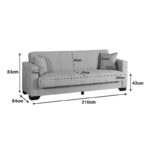 3-seater sofabed Vox with storage space light grey fabric 210x84x83cm - Слика 6