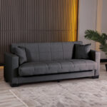 3-seater sofabed Vox with storage space anthracite fabric 210x84x83cm