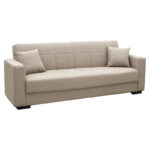 3-seater sofabed Vox with storage space beige fabric 210x84x83cm - Слика 2