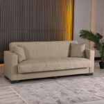 3-seater sofabed Vox with storage space beige fabric 210x84x83cm