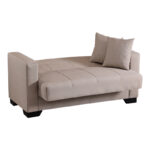 2-seater sofabed Vox with storage space cream fabric 150x84x83cm - Image 4