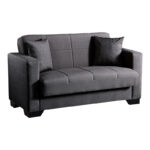 2-seater sofabed Vox with storage space anthracite fabric 150x84x83cm - Image 2