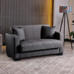 2-seater sofabed Vox with storage space anthracite fabric 150x84x83cm