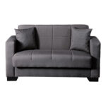 2-seater sofabed Vox with storage space anthracite fabric 150x84x83cm - Image 5
