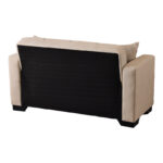 2-seater sofabed Vox with storage space beige fabric 150x84x83cm - Image 5