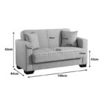 2-seater sofabed Vox with storage space beige fabric 150x84x83cm - Image 6