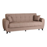 3-seater sofabed Lincoln with storage space beige fabric 226x84x93cm - Слика 2