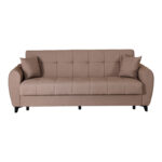 3-seater sofabed Lincoln with storage space beige fabric 226x84x93cm - Слика 4