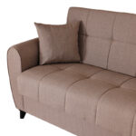 3-seater sofabed Lincoln with storage space beige fabric 226x84x93cm - Слика 6