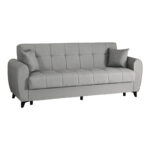 3-seater sofabed Lincoln with storage space light grey fabric 226x84x93cm - Image 2