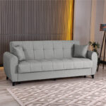 3-seater sofabed Lincoln with storage space light grey fabric 226x84x93cm