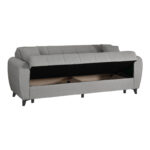 3-seater sofabed Lincoln with storage space light grey fabric 226x84x93cm - Image 3