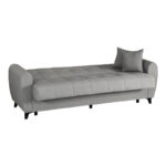 3-seater sofabed Lincoln with storage space light grey fabric 226x84x93cm - Image 4