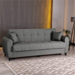 3-seater sofabed Lincoln with storage space anthracite fabric 226x84x93cm
