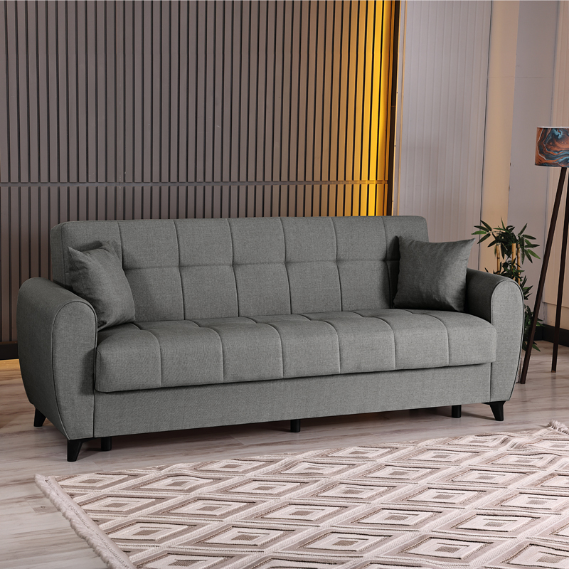 418-000015 3-seater sofabed Lincoln with storage space anthracite fabric 226x84x93cm - Слика 1