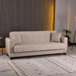 3-seater sofabed Modesto with storage space cream fabric 213x84x86cm