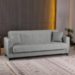 3-seater sofabed Modesto with storage space grey fabric 213x84x86cm
