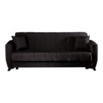 3-seater sofabed Modesto with storage space black fabric 213x84x86cm - Слика 5