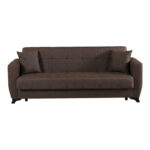 3-seater sofabed Modesto with storage space brown fabric 213x84x86cm - Слика 5