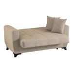 2-seater sofabed Modesto with storage space cream fabric 153x84x86cm - Image 4