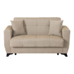 2-seater sofabed Modesto with storage space cream fabric 153x84x86cm - Image 5