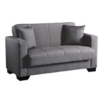 2-seater sofabed Modesto with storage space grey fabric 153x84x86cm - Слика 2