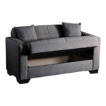 2-seater sofabed Modesto with storage space grey fabric 153x84x86cm - Слика 3