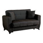 2-seater sofabed Modesto with storage space black fabric 153x84x86cm - Image 2