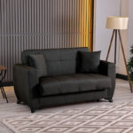 2-seater sofabed Modesto with storage space black fabric 153x84x86cm