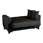2-seater sofabed Modesto with storage space black fabric 153x84x86cm - Image 4