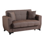 2-seater sofabed Modesto with storage space brown fabric 153x84x86cm - Image 2