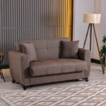2-seater sofabed Modesto with storage space brown fabric 153x84x86cm