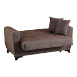 2-seater sofabed Modesto with storage space brown fabric 153x84x86cm - Image 4