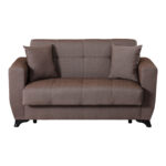 2-seater sofabed Modesto with storage space brown fabric 153x84x86cm - Image 5