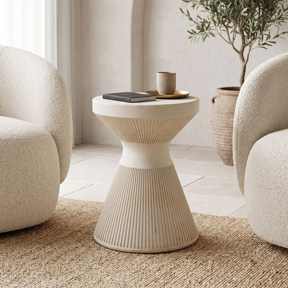 419-000003 Vartio MGO cream side table D49x66cm - Слика 1